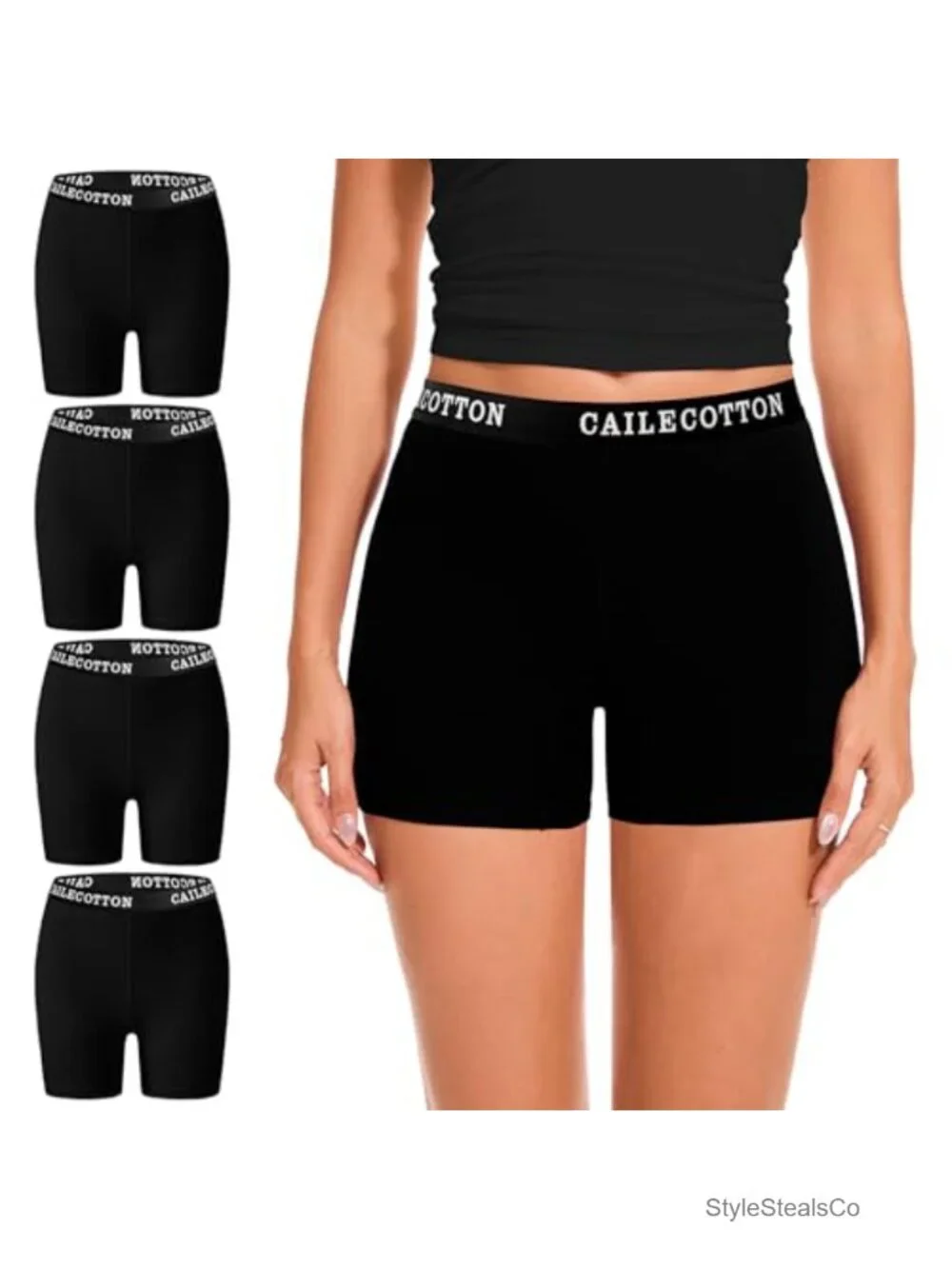 High Waisted Cotton Boxer Briefs Women Boy Short Panties 4 Pack